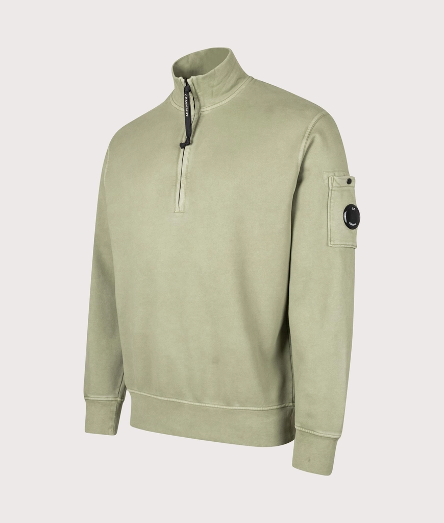 CP Company Mens Diagonal Fleece Quarter Zip Sweatshirt